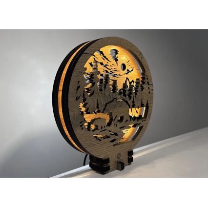 Li-Go 23595/DUB2 - Decorațiune de masă LED reglabilă LED/12W/230V 20x22 cm stejar/ursuleți