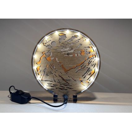 Li-Go 23595/DUB2 - Decorațiune de masă LED reglabilă LED/12W/230V 20x22 cm stejar/ursuleți