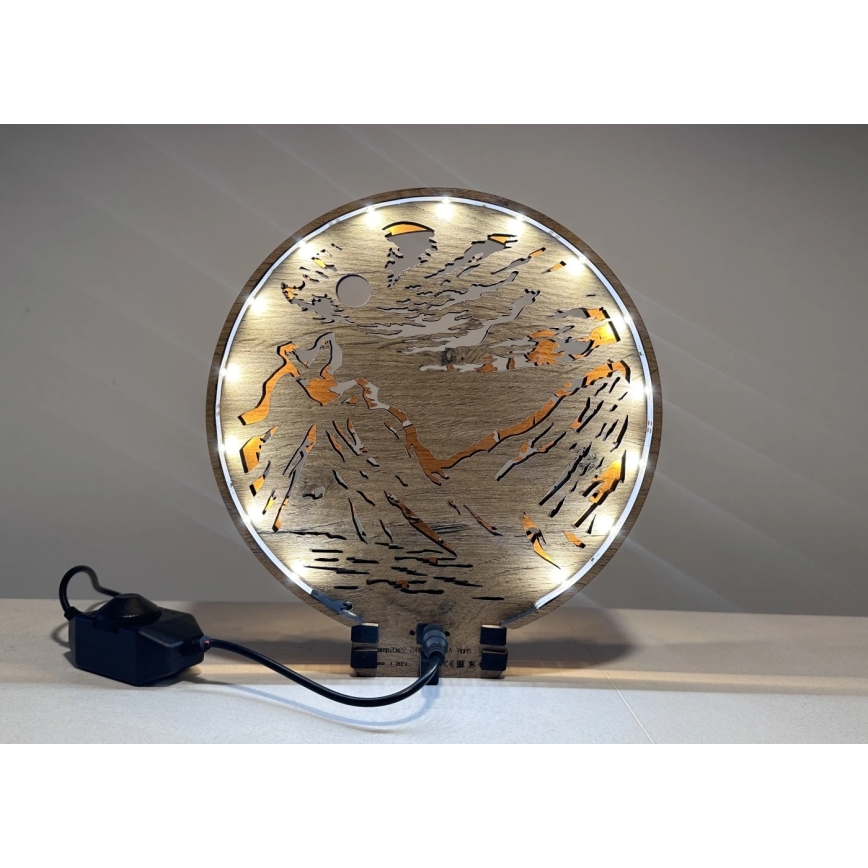 Li-Go 23595/DUB2 - Decorațiune de masă LED reglabilă LED/12W/230V 20x22 cm stejar/ursuleți