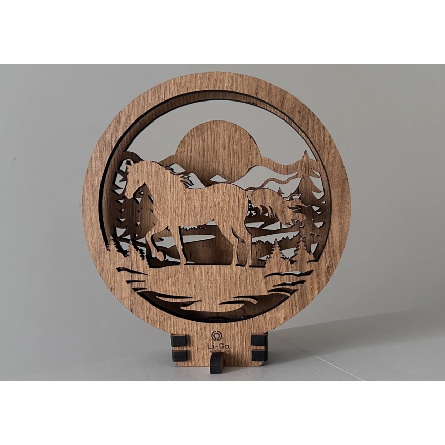 Li-Go 23598/DUB2 - Lampă decorativă de masă LED, cu intensitate reglabilă, 12W, 230V, 20x22 cm, stejar/cal