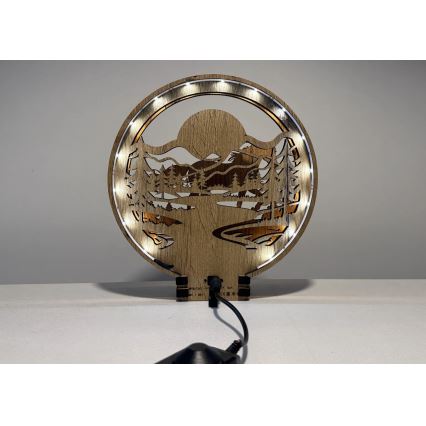 Li-Go 23598/DUB2 - Lampă decorativă de masă LED, cu intensitate reglabilă, 12W, 230V, 20x22 cm, stejar/cal