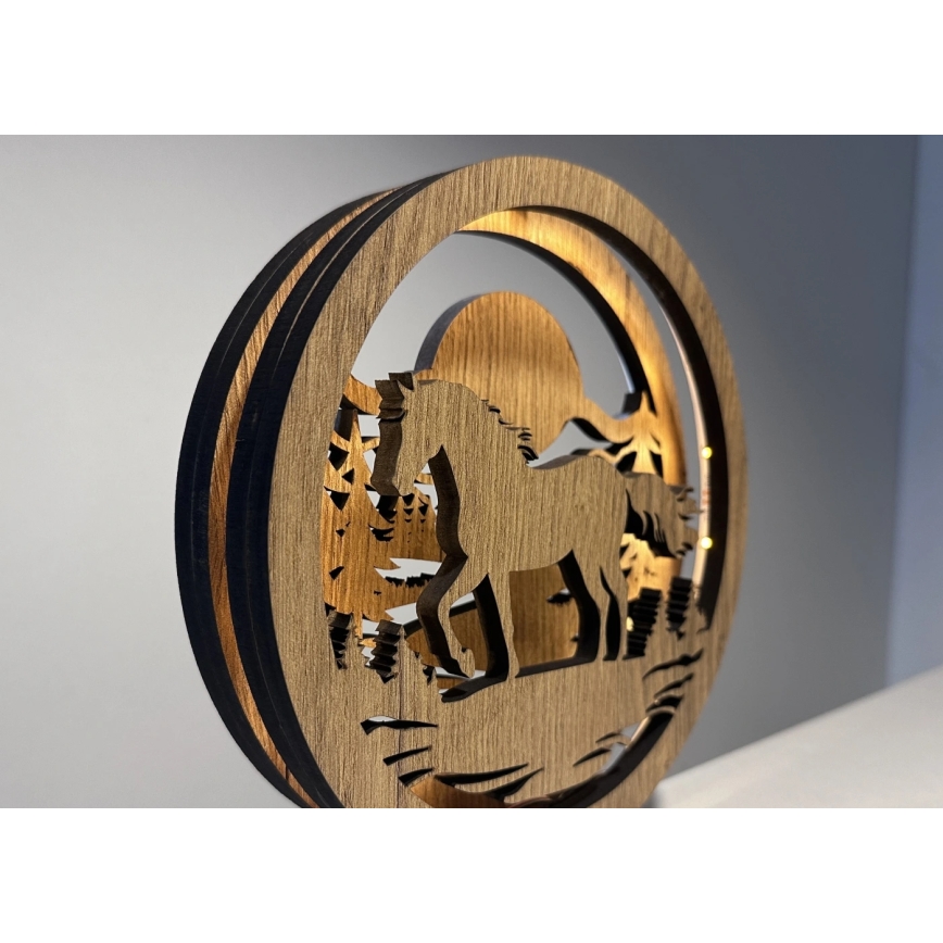 Li-Go 23598/DUB2 - Lampă decorativă de masă LED, cu intensitate reglabilă, 12W, 230V, 20x22 cm, stejar/cal