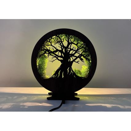 Li-Go 23604/DUB2 - Lampă de masă LED reglabilă LED/12W/230V 20x22 cm stejar/mușchi și copac