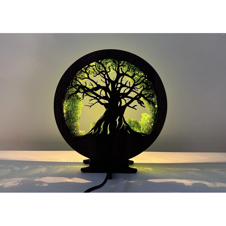 Li-Go 23604/DUB2 - Lampă de masă LED reglabilă LED/12W/230V 20x22 cm stejar/mușchi și copac