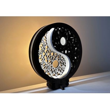 Li-Go 23607/O - Lampă de masă decorativă LED dimabilă, LED/12W/230V 20x22 cm nuc/Yin Yang