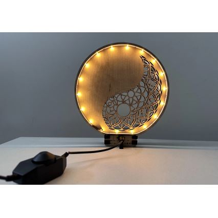 Li-Go 23607/O - Lampă de masă decorativă LED dimabilă, LED/12W/230V 20x22 cm nuc/Yin Yang