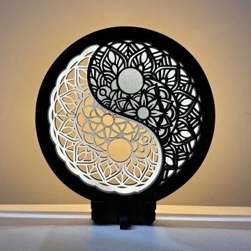 Li-Go 23607/O - Lampă de masă decorativă LED dimabilă, LED/12W/230V 20x22 cm nuc/Yin Yang