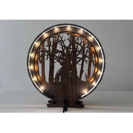 Li-Go 23613/DUB2 - Lampă decorativă de masă cu LED dimabil, 12W/230V, 20x22 cm, finisaj stejar/Grut