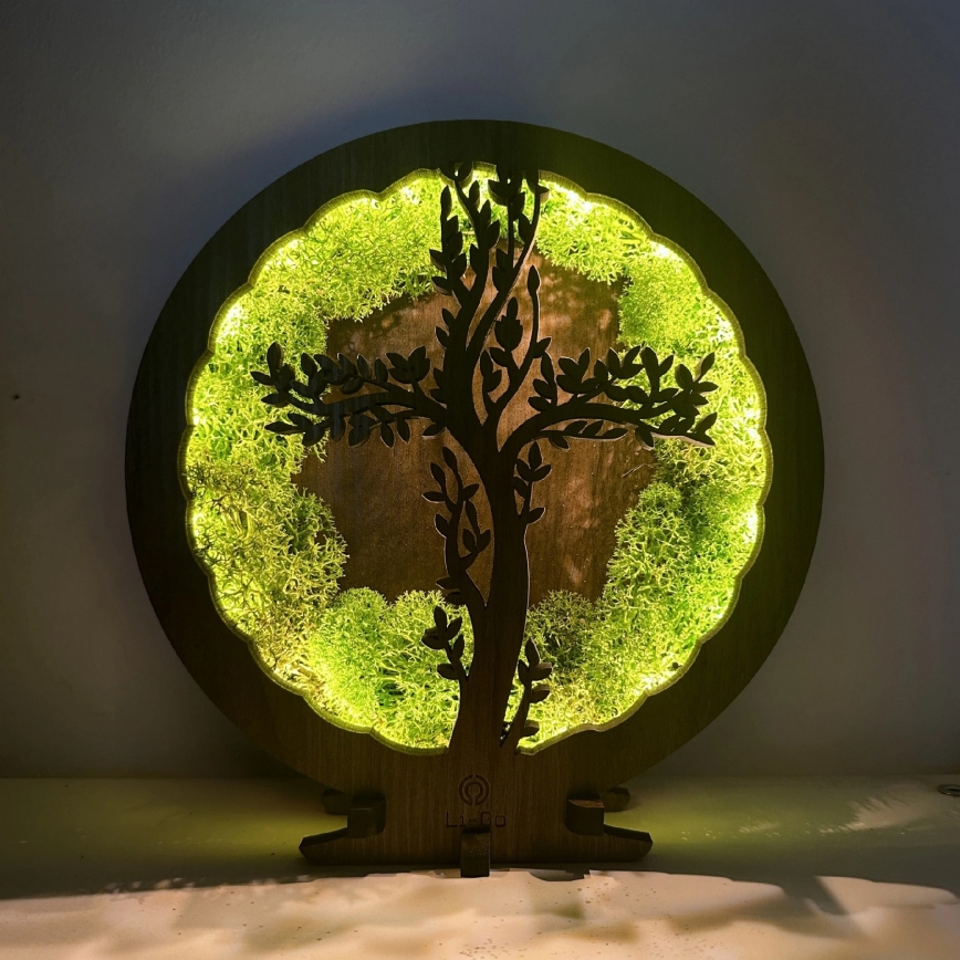 Li-Go 23622/DUB2 - Decorațiune de masă LED dimmabilă LED/12W/230V 20x22 cm stejar/Cruce în mușchi