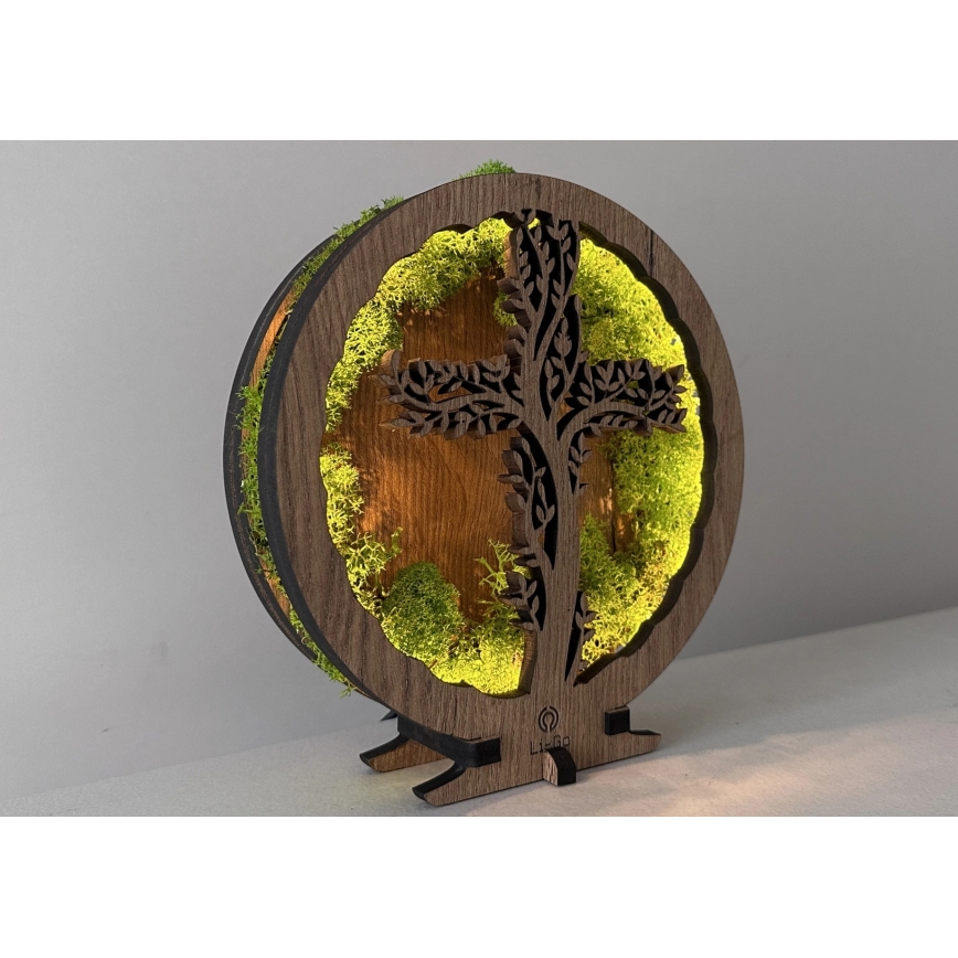 Li-Go 23622/DUB2 - Decorațiune de masă LED dimmabilă LED/12W/230V 20x22 cm stejar/Cruce în mușchi