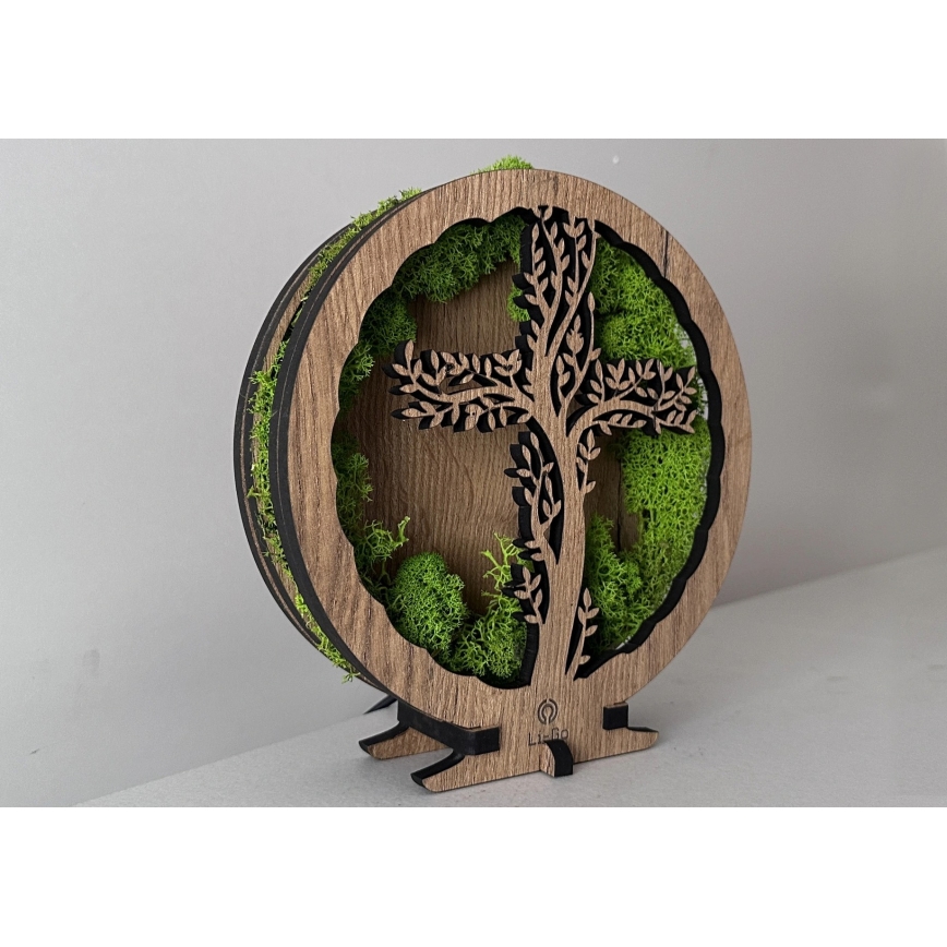 Li-Go 23622/DUB2 - Decorațiune de masă LED dimmabilă LED/12W/230V 20x22 cm stejar/Cruce în mușchi