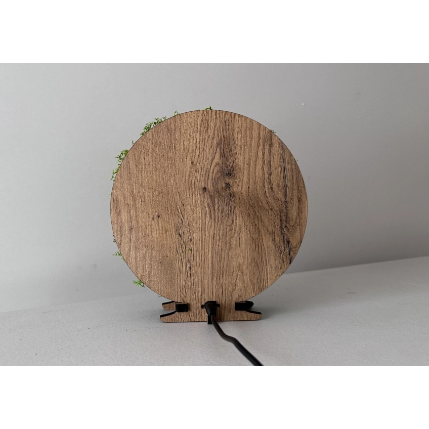 Li-Go 23625/DUB2 - Lampă decorativă de masă LED reglabilă, 12W/230V, 20x22 cm, stejar cu veveriță din mușchi