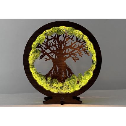 Li-Go 23631/DUB2 - Decorațiune LED de masă reglabilă, LED/12W/230V, 30x31 cm, stejar/mușchi și copac