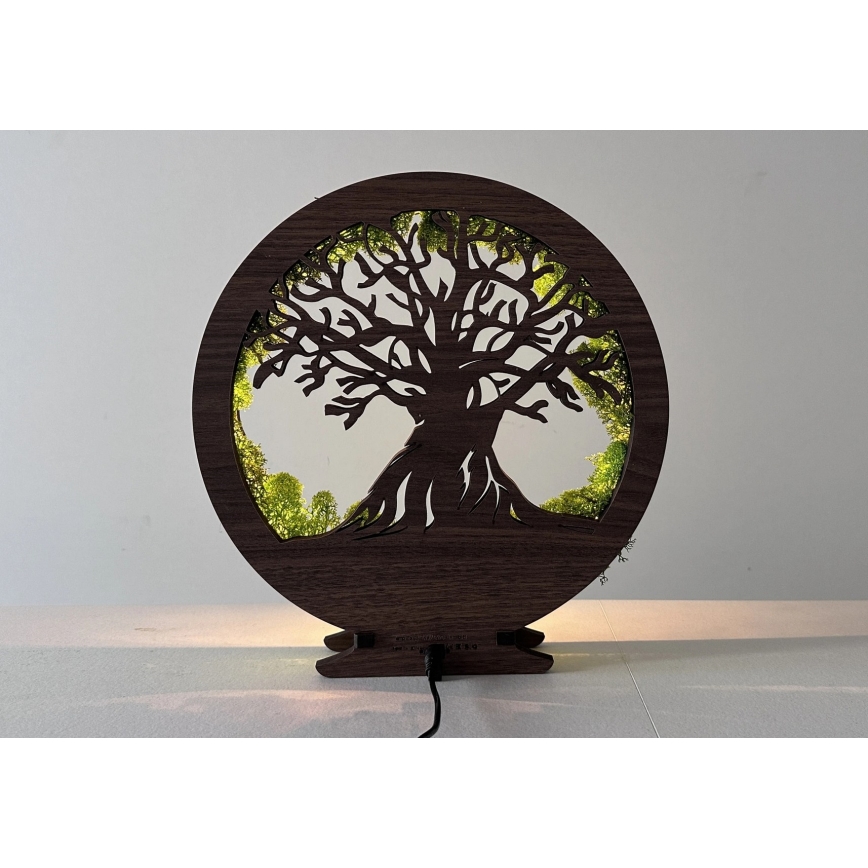 Li-Go 23631/DUB2 - Decorațiune LED de masă reglabilă, LED/12W/230V, 30x31 cm, stejar/mușchi și copac