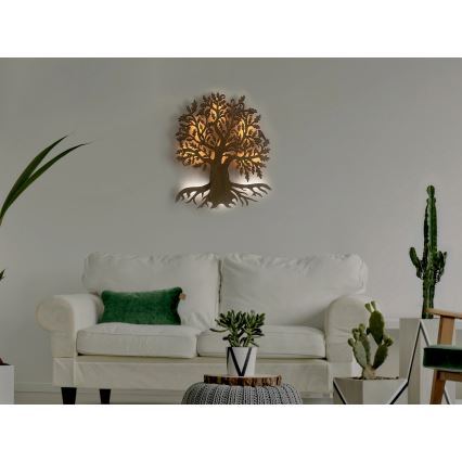 Li-Go 23673/DUB2 - Decorațiune de perete LED dimabilă LED/10W/5V 20000 mAh 45x55 cm stejar + telecomandă