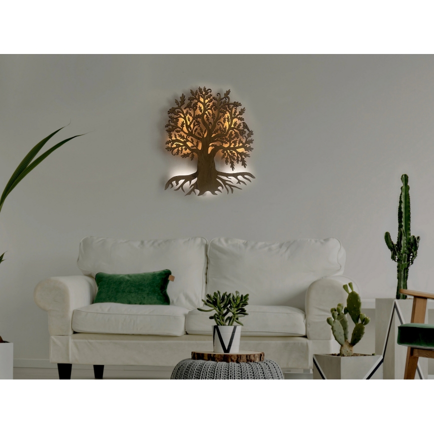 Li-Go 23673/DUB2 - Decorațiune de perete LED dimabilă LED/10W/5V 20000 mAh 45x55 cm stejar + telecomandă