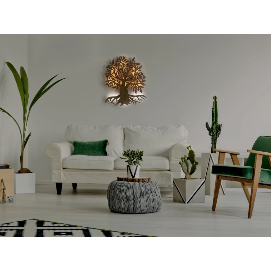 Li-Go 23673/DUB2 - Decorațiune de perete LED dimabilă LED/10W/5V 20000 mAh 45x55 cm stejar + telecomandă