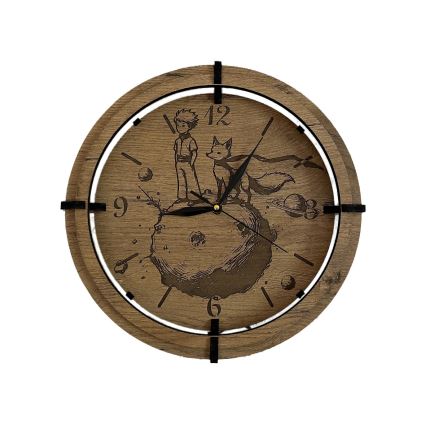 Li-Go 23712/DUB/BAT2 - Ceas LED reglabil cu senzor de mișcare LED/10W/5V 20000 mAh + 1xAA diam. 32 cm stejar/Micul Prinț