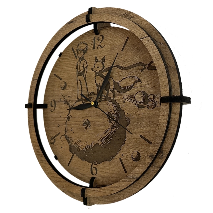 Li-Go 23712/DUB/BAT2 - Ceas LED reglabil cu senzor de mișcare LED/10W/5V 20000 mAh + 1xAA diam. 32 cm stejar/Micul Prinț