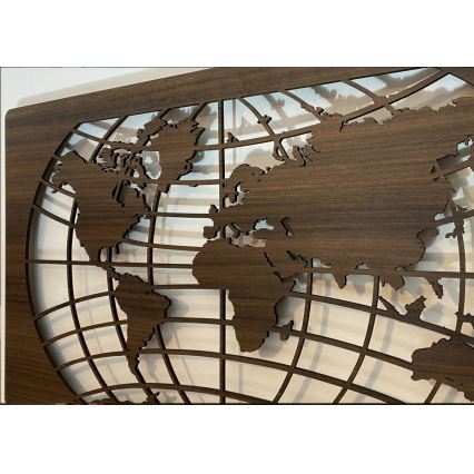 Li-Go 4709/DUB2 - Decorațiune de perete LED RGBW reglabilă, 24W/230V, 125x74 cm, stejar — hartă a lumii (paralele) + telecomandă