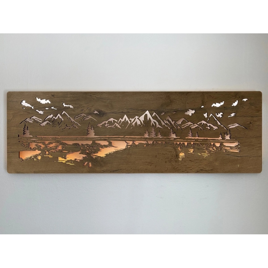 Li-Go 4778/A/4 - Decorațiune LED de perete dimmabilă LED/10W/5V 30000 mAh 120x40 cm stejar/Lac