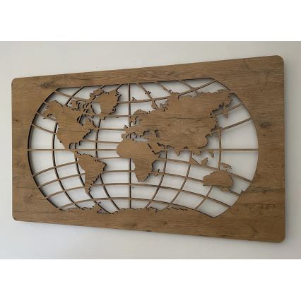 Li-Go 4868/DUB2 - Decorațiune de perete LED cu reglare a intensității, LED/24W/230V, 110x60 cm, stejar, hartă a lumii (paralele)