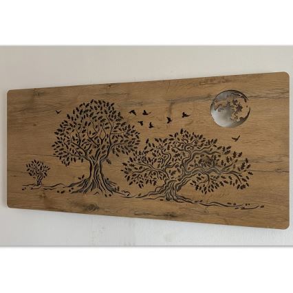 Li-Go 5042/DUB2 - Decorațiune LED de perete reglabilă LED/24W/230V 110x50 cm stejar/Trei stejari și lună