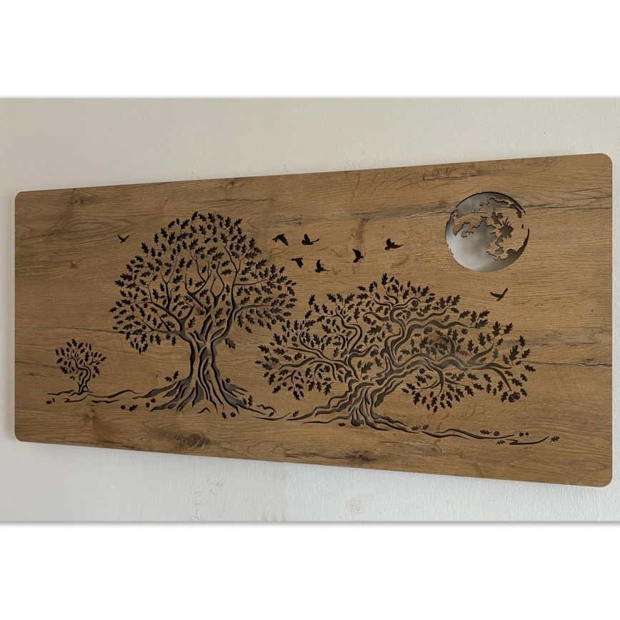 Li-Go 5042/DUB2 - Decorațiune LED de perete reglabilă LED/24W/230V 110x50 cm stejar/Trei stejari și lună