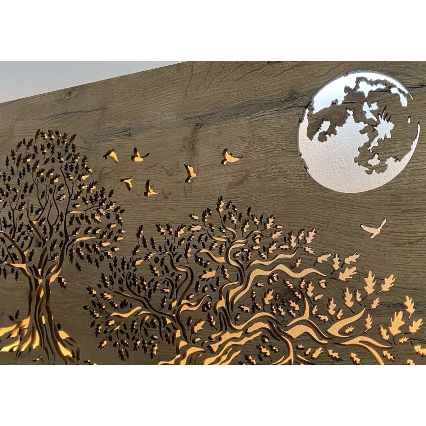 Li-Go 5042/DUB2 - Decorațiune LED de perete reglabilă LED/24W/230V 110x50 cm stejar/Trei stejari și lună