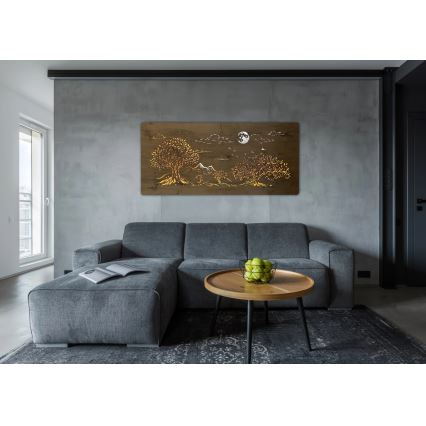 Li-Go 5478/DUB2 - Decorațiune de perete LED dimerizabilă/24W/230V 130x60 cm stejar/Patru stejari și lună