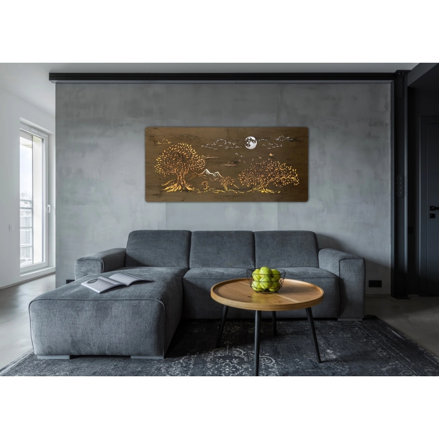 Li-Go 5478/DUB2 - Decorațiune de perete LED dimerizabilă/24W/230V 130x60 cm stejar/Patru stejari și lună