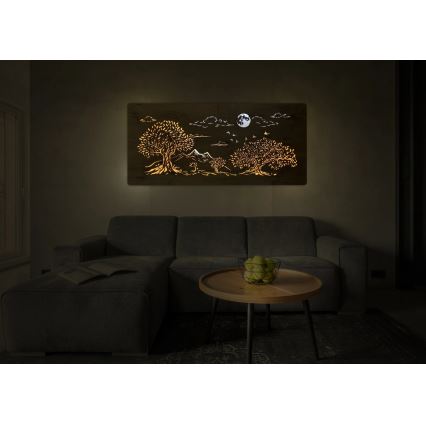 Li-Go 5478/DUB2 - Decorațiune de perete LED dimerizabilă/24W/230V 130x60 cm stejar/Patru stejari și lună