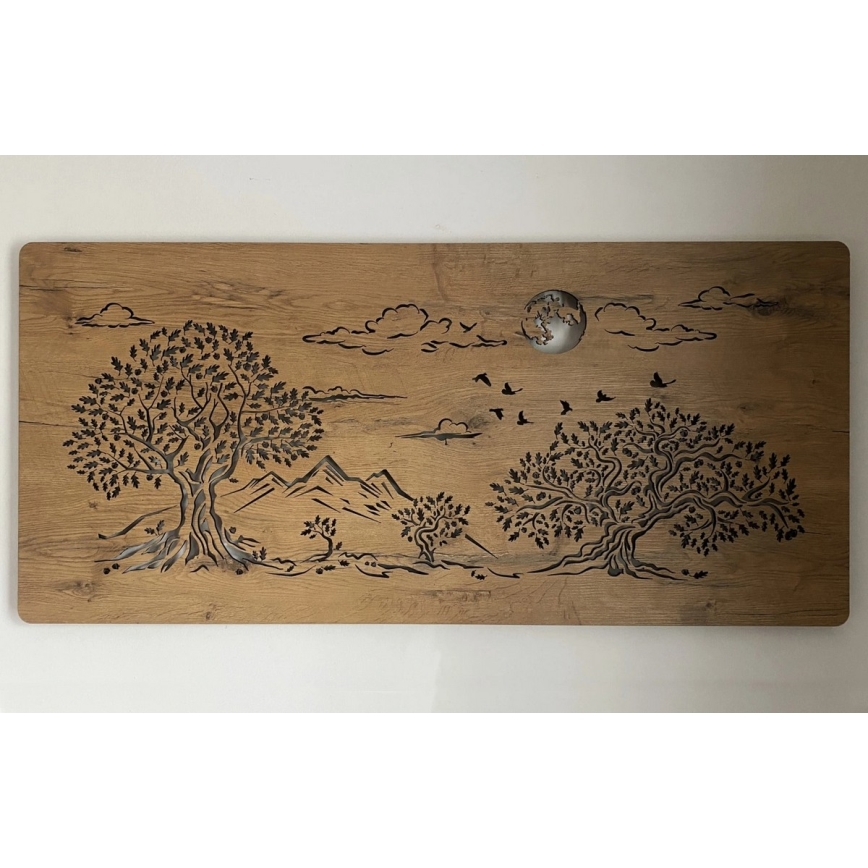 Li-Go 5478/DUB2 - Decorațiune de perete LED dimerizabilă/24W/230V 130x60 cm stejar/Patru stejari și lună