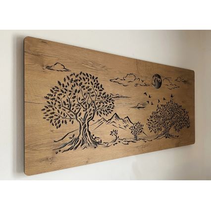 Li-Go 5478/DUB2 - Decorațiune de perete LED dimerizabilă/24W/230V 130x60 cm stejar/Patru stejari și lună