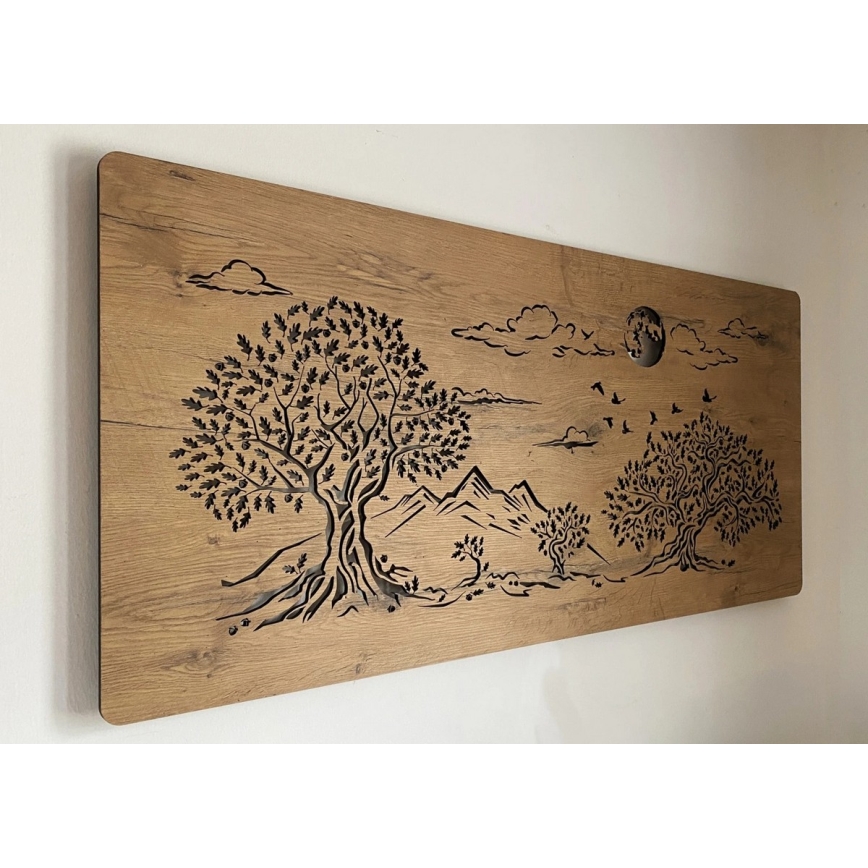 Li-Go 5478/DUB2 - Decorațiune de perete LED dimerizabilă/24W/230V 130x60 cm stejar/Patru stejari și lună