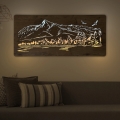 Li-Go 5589/A/DUB2 - Decorațiune LED de perete reglabilă, 10W/5V, 30000 mAh, 110x50 cm, stejar/munți cu păsări