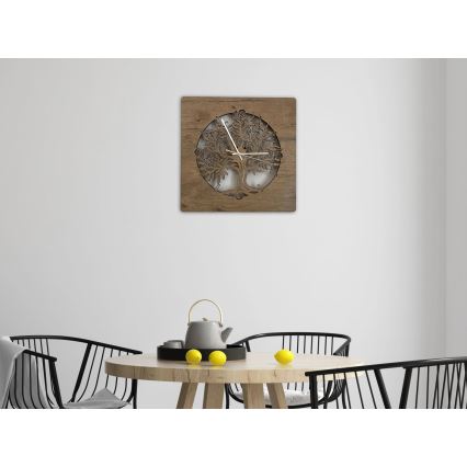 Li-Go 5652/DUB2 - Ceas LED dimabil LED/10W/5V 20000 mAh 42x42 cm stejar/Stejar în cerc + telecomandă