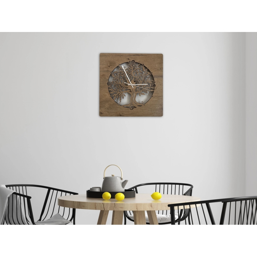 Li-Go 5652/DUB2 - Ceas LED dimabil LED/10W/5V 20000 mAh 42x42 cm stejar/Stejar în cerc + telecomandă