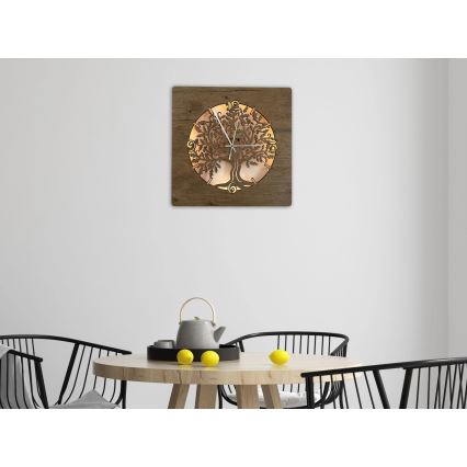 Li-Go 5652/DUB2 - Ceas LED dimabil LED/10W/5V 20000 mAh 42x42 cm stejar/Stejar în cerc + telecomandă