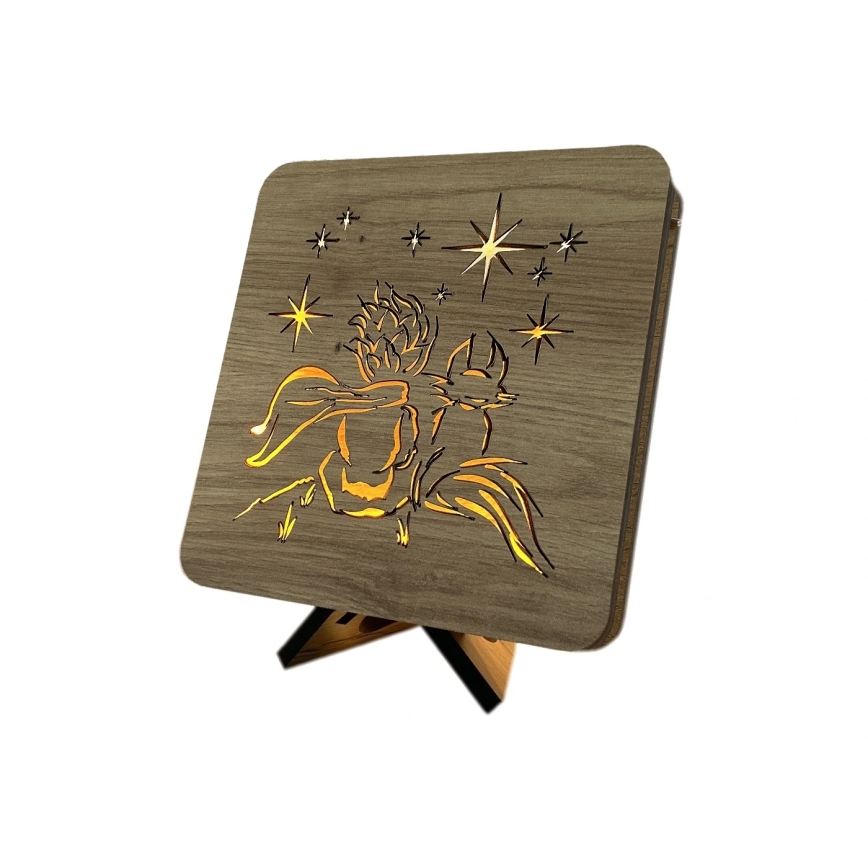 Li-Go 5788/DUB2 - Lampă LED decorativă de masă LED/12W/230V 19x19 cm stejar/Micul Prinț