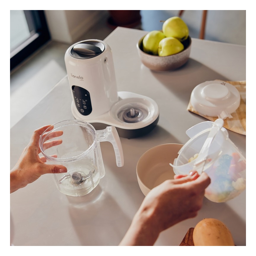 Lionelo BABYMENU - Aparat de gătit cu aburi 5 în 1, 110 W/230 V, alb/gri