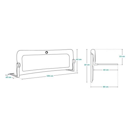 Lionelo - Barieră de protecție pentru pat EVA, gri
