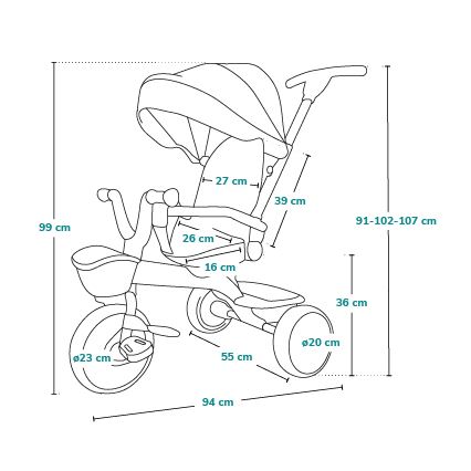 Lionelo - Tricicletă pentru copii HAARI roz/gri