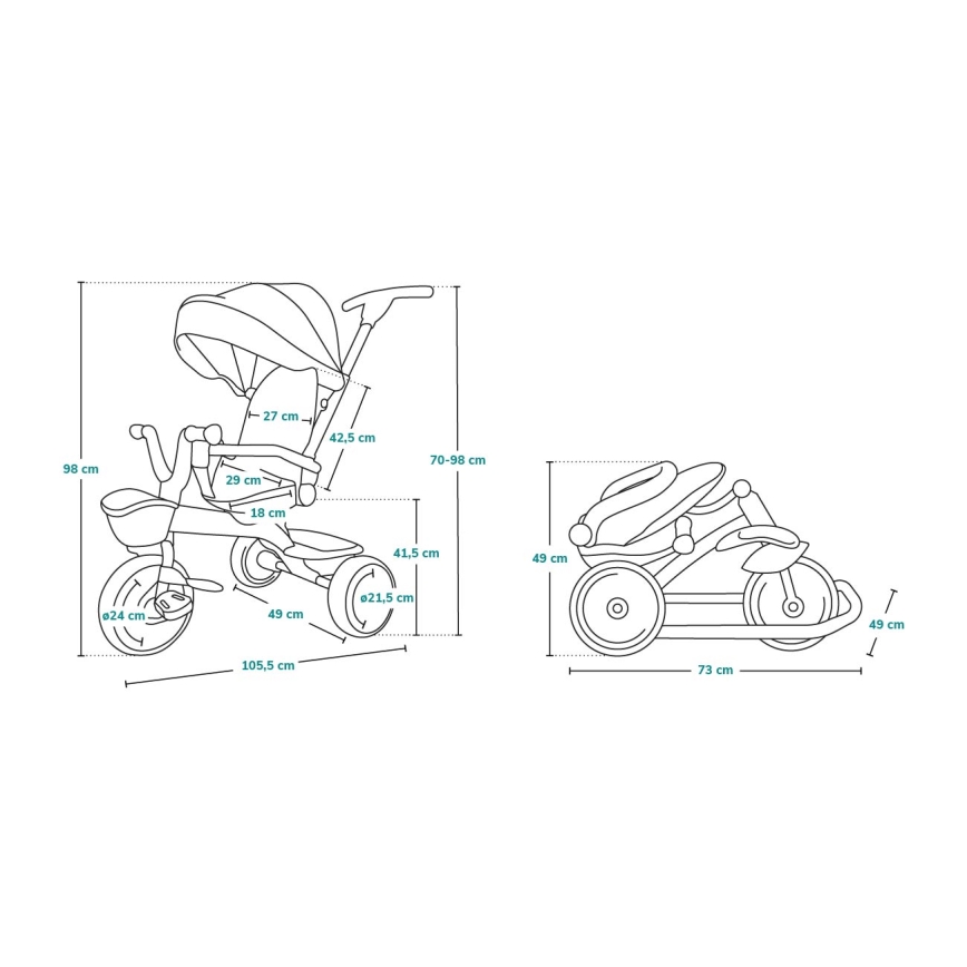Lionelo - Tricicletă pentru copii TRIS, gri