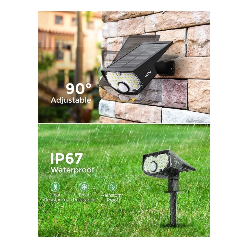 Litom - SET 2x Lumină solară LED cu senzor de mișcare și crepuscul 2în1 LED/3,7V IP67