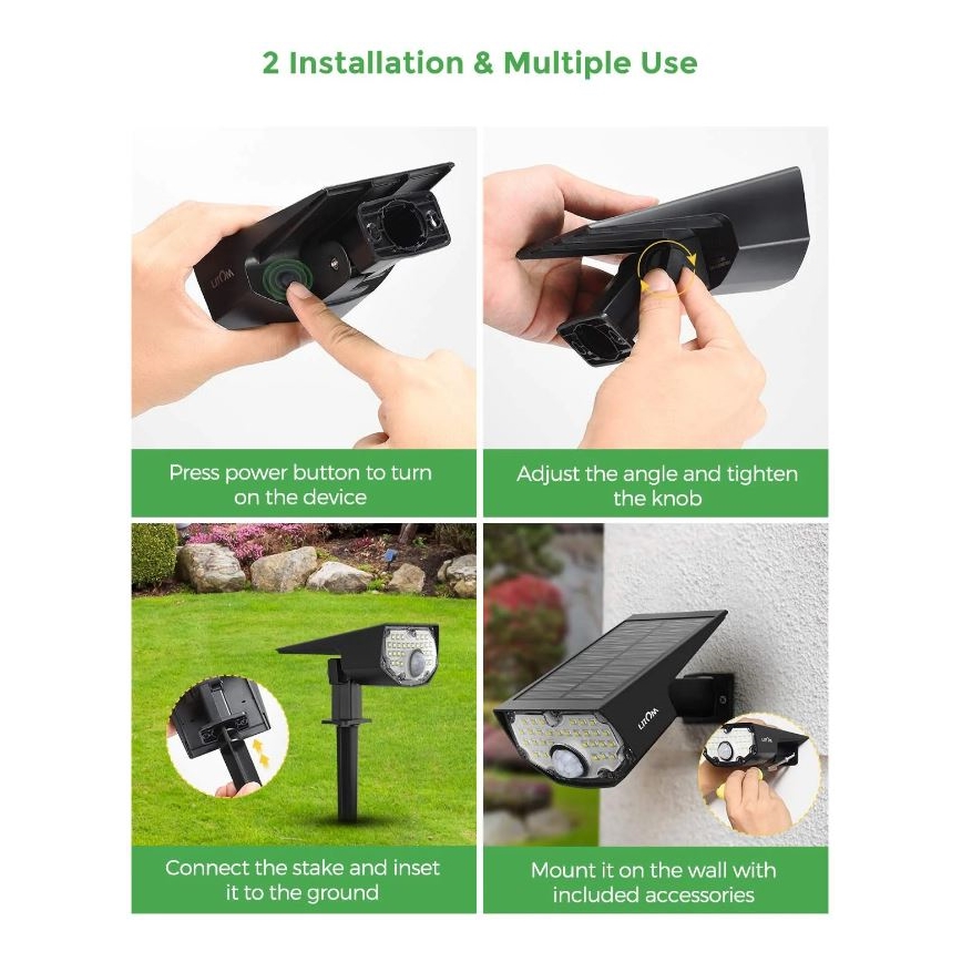 Litom - SET 2x Lumină solară LED cu senzor de mișcare și crepuscul 2în1 LED/3,7V IP67