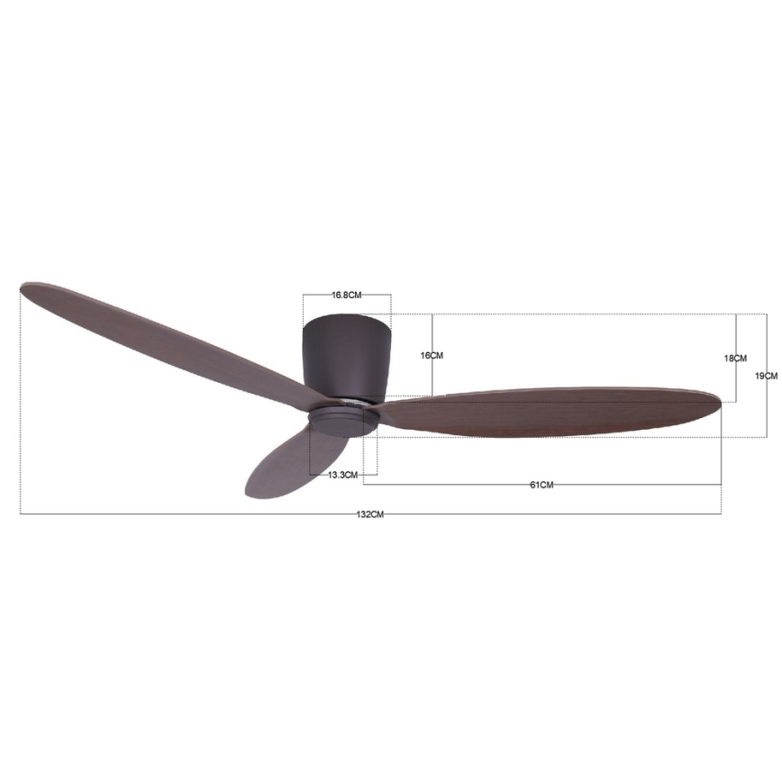 Lucci air 212883 - Ventilator de tavan AIRFUSION RADAR, finisaj lemn/maro, Ø 132 cm, cu telecomandă