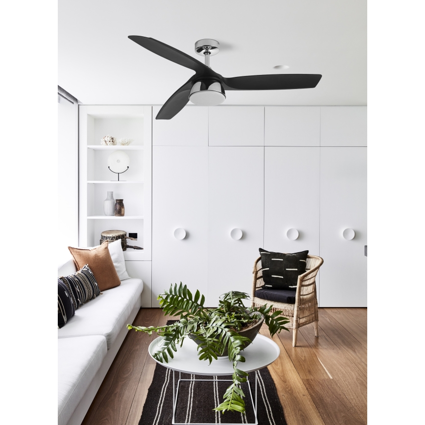 Lucci air 513072 - Ventilator de tavan cu LED dimabil BRONX LED/18W/230V 3000/4000/6000K negru/crom lucios diam. 132 cm + telecomandă