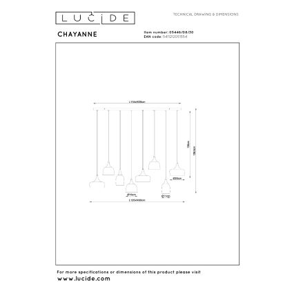 Lucide 05446/08/30 - Candelabru suspendat cu cablu CHAYANNE 8xE14/10W/230V
