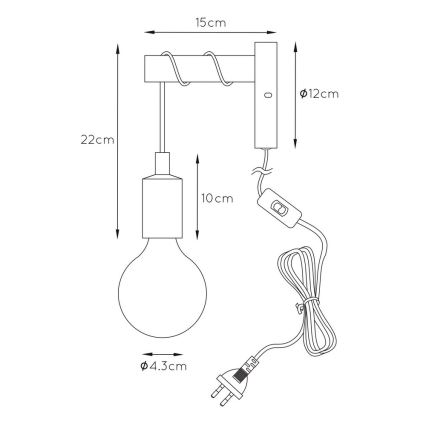 Lucide 08227/01/35 - Aplică perete PAULIEN 1xE27/60W/230V